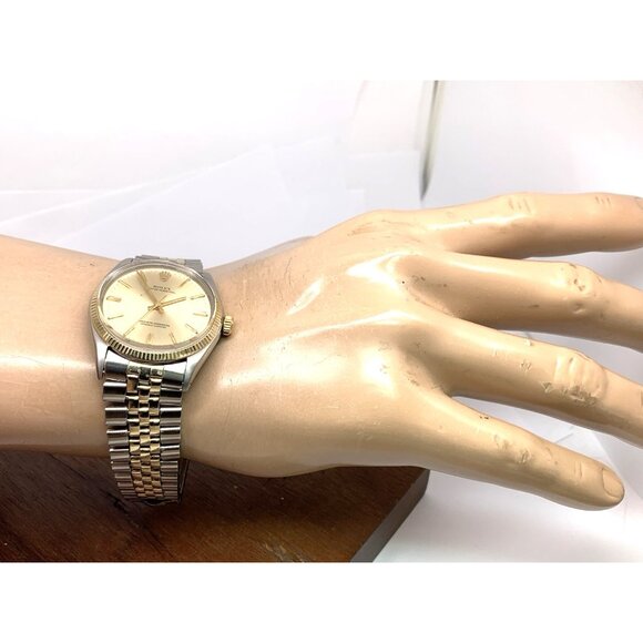 Rolex Oyster Perpetual Men's Watch 1005 Swiss Automatic Vintage 1969 2-Tone 34mm - Picture 4 of 13